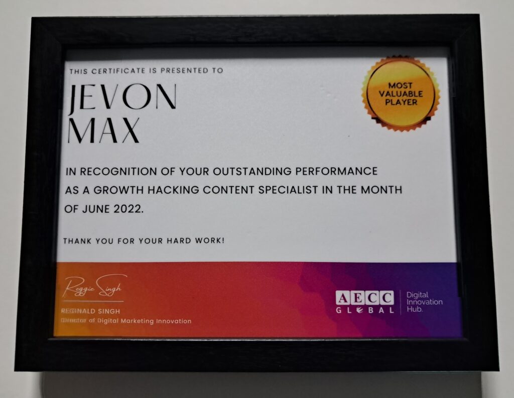 Jevon AECC Global Award
